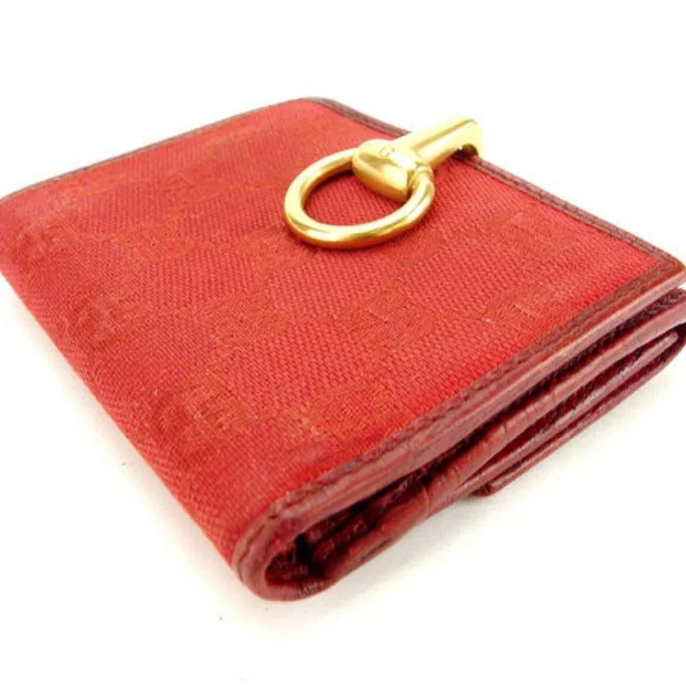 Authentic Gucci Wallet Purse Folding wallet GG Red Gold Woman  Used - Picture 3 of 6